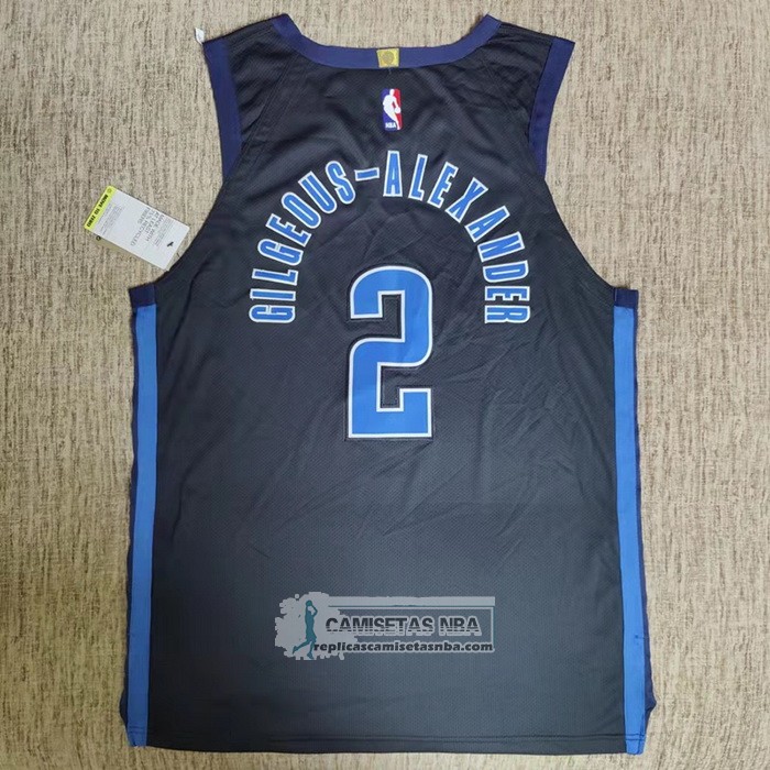 Camiseta Oklahoma City Thunder Shai Gilgeous-Alexander NO 2 Earned Autentico Negro